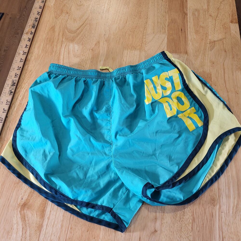 Nike Dri-Fit Just Do It Print Athletic Shorts Size Turquoise Blue Green Medium